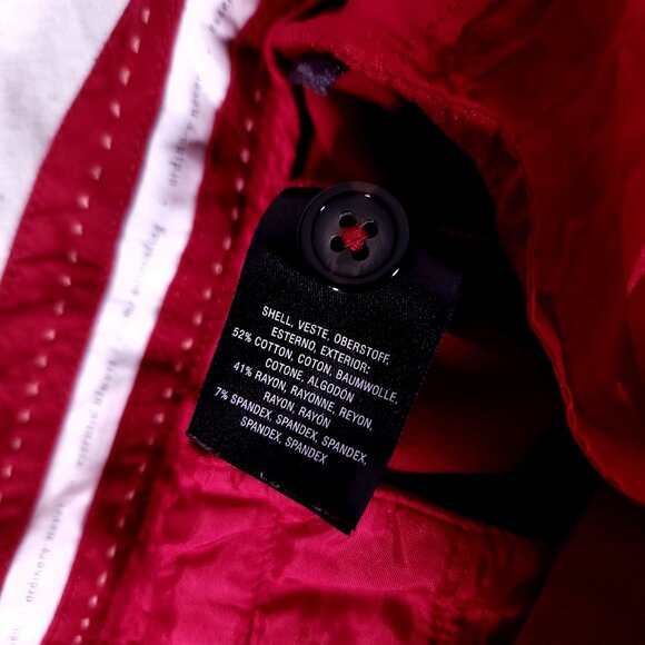 Anthropologie The Essential Slim Pants Womens 12 Red Double Button Stretch Crop - Picture 15 of 16